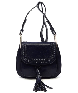 Fashion Tassel Saddle Crossbody Bag DL2767 BLACK